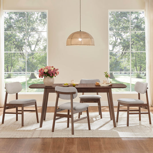 Extendable Wooden Dining Table Set with Six Chairs