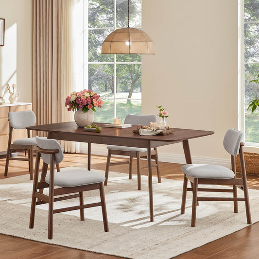 Extendable Wooden Dining Table Set with Six Chairs