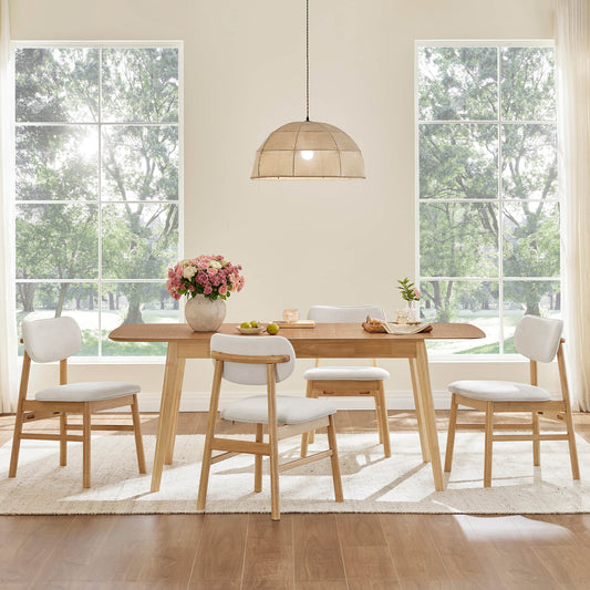 Extendable Wooden Dining Table Set with Six Chairs