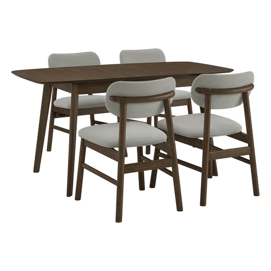 Extendable Wooden Dining Table Set with Six Chairs