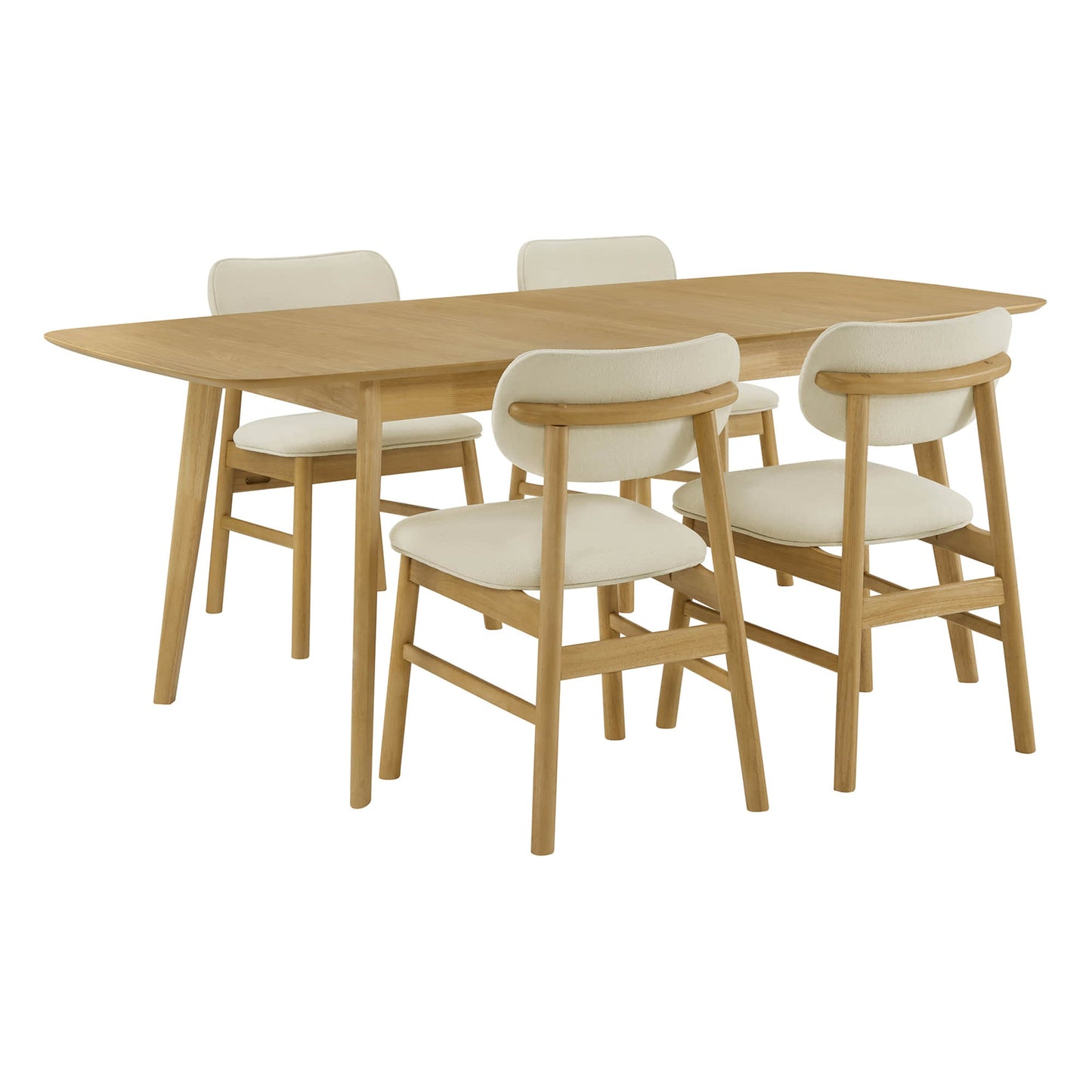 Extendable Wooden Dining Table Set with Six Chairs