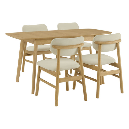 Extendable Wooden Dining Table Set with Six Chairs