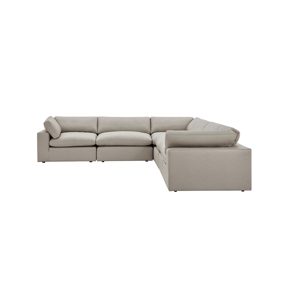 Modular Sectional Sofa in Mocha Leather with Extended Design