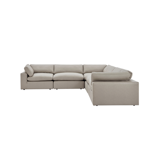 Modular Sectional Sofa in Mocha Leather with Extended Design
