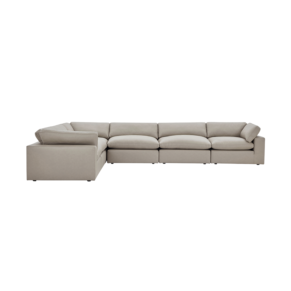 Modular Sectional Sofa in Mocha Leather with Extended Design