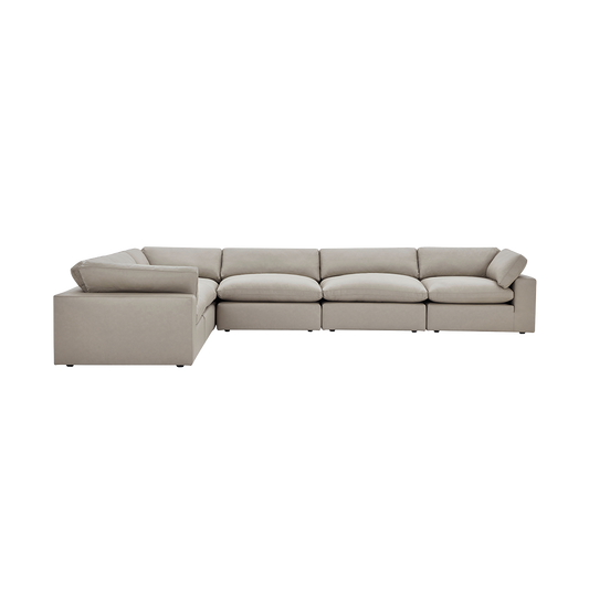 Modular Sectional Sofa in Mocha Leather with Extended Design