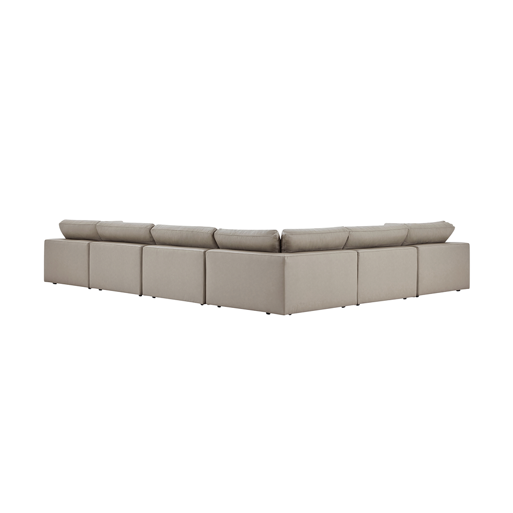Modular Sectional Sofa in Mocha Leather with Extended Design