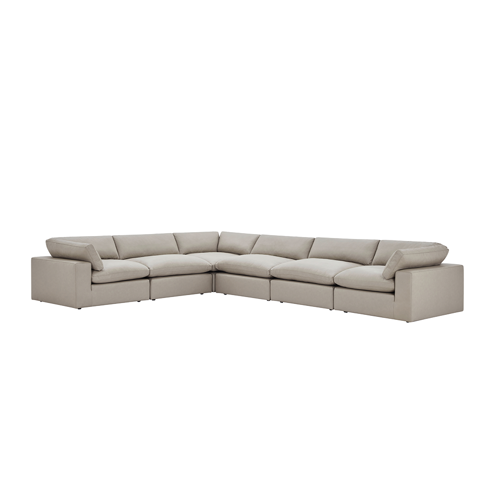 Modular Sectional Sofa in Mocha Leather with Extended Design