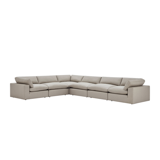 Modular Sectional Sofa in Mocha Leather with Extended Design