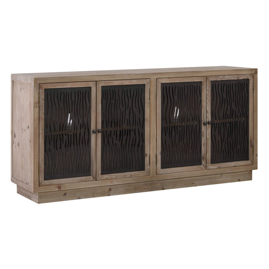 Farmhouse Fir Sideboard with 71'' Width and Display Shelves