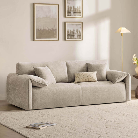 Feather-Filled 3-Seat Sofa with Ottoman and Configurable Sectional