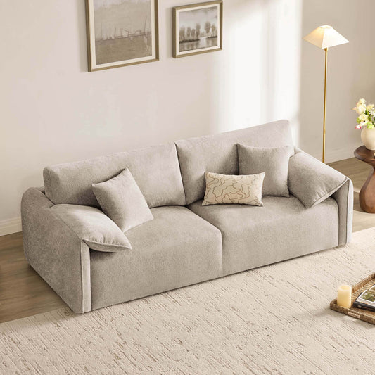 Feather-Filled 3-Seat Sofa with Ottoman and Configurable Sectional