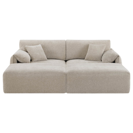 Feather-Filled 3-Seat Sofa with Ottoman and Configurable Sectional