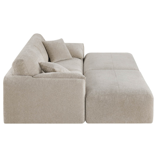 Feather-Filled 3-Seat Sofa with Ottoman and Configurable Sectional