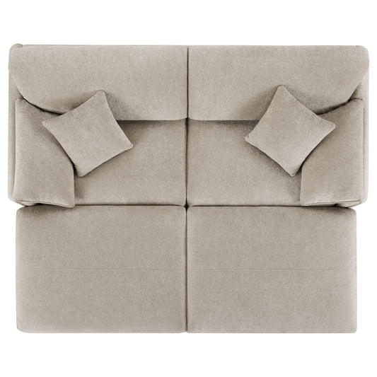 Feather-Filled 3-Seat Sofa with Ottoman and Configurable Sectional