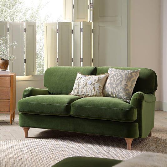 Fern Green Velvet 2-Seater Sofa with Sleek Lines