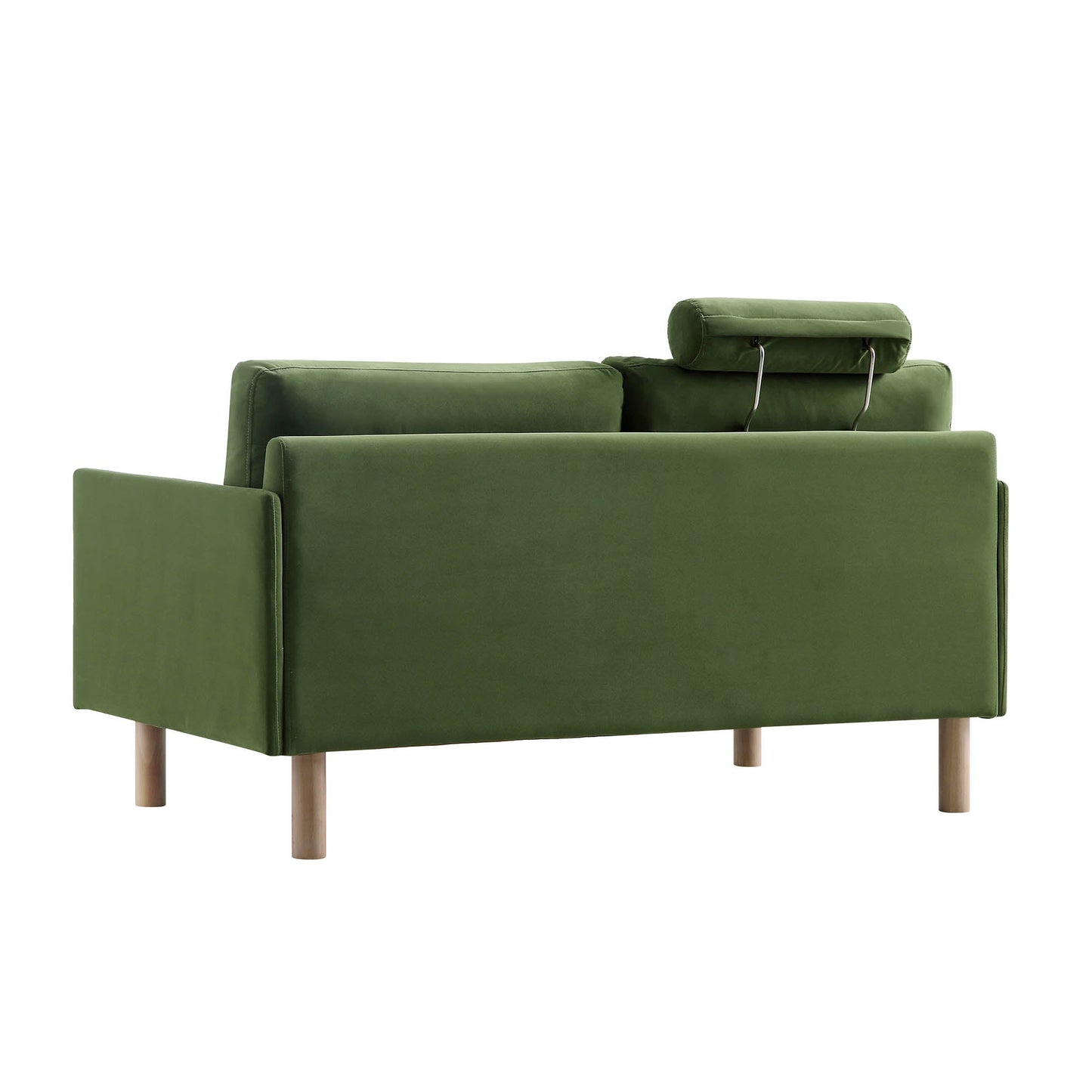 Fern Green Velvet 2-Seater Sofa with Timber Legs