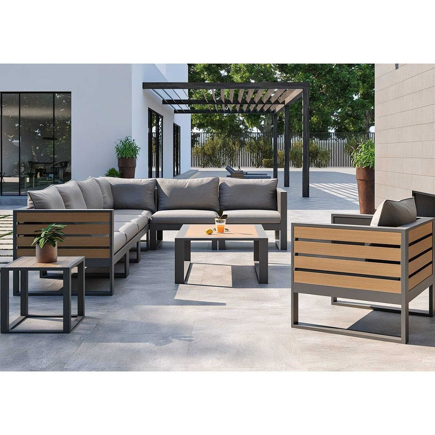 Outdoor Armchair in Taupe with Weather-Resistant Fabric