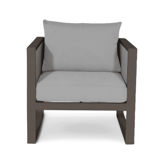 Outdoor Armchair in Taupe with Weather-Resistant Fabric