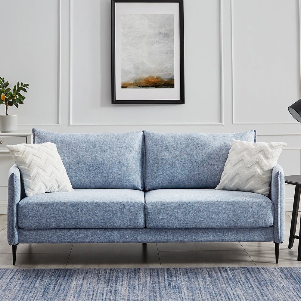 Flax Blue Fabric Sofa with Minimalist Design