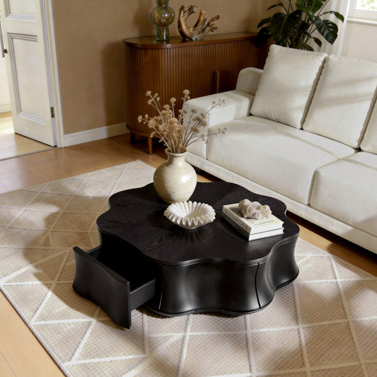 Flower-Shaped Coffee Table with Hidden Storage