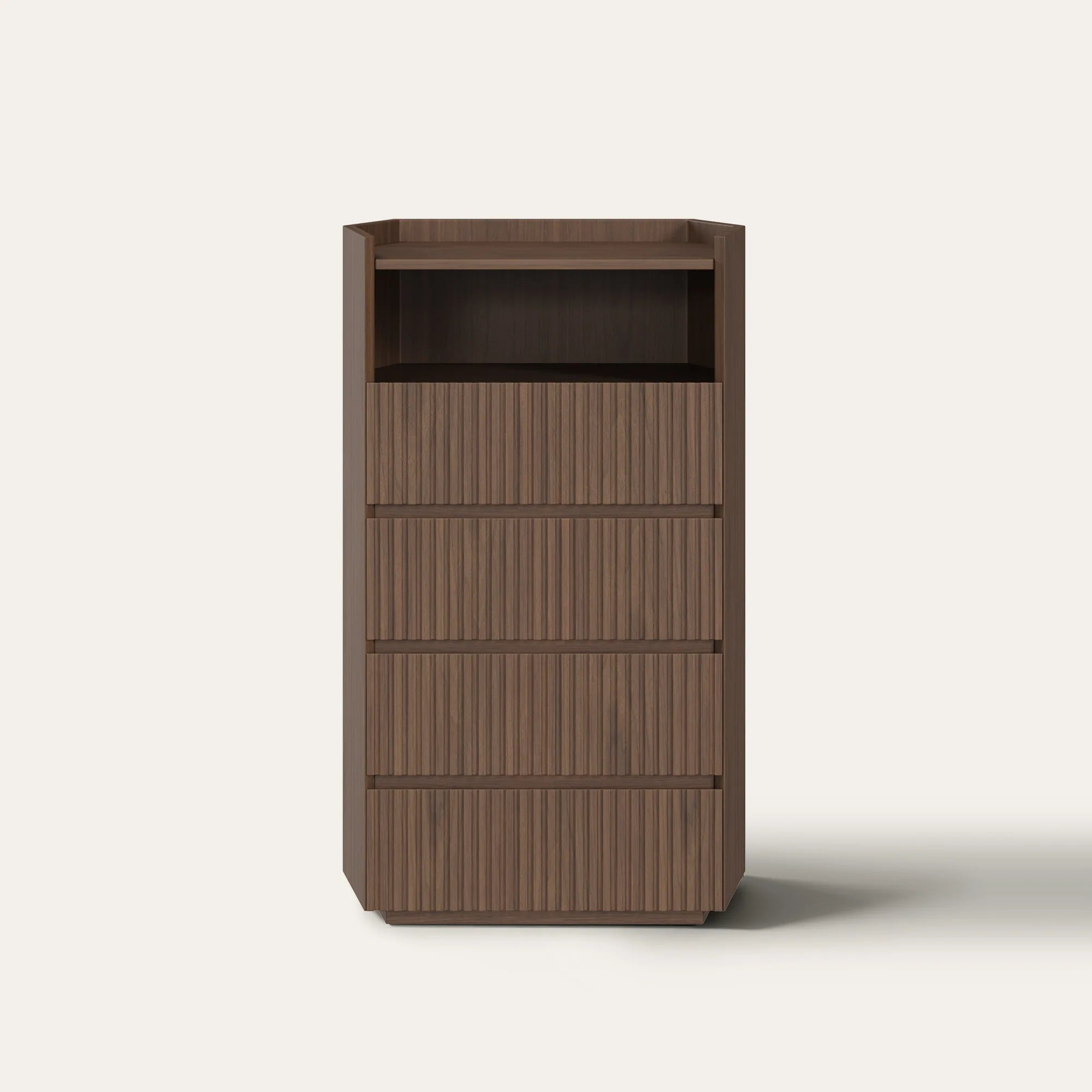 Fluted Dresser in Coral Oak with 4 Drawers
