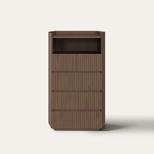 Fluted Dresser in Coral Oak with 4 Drawers