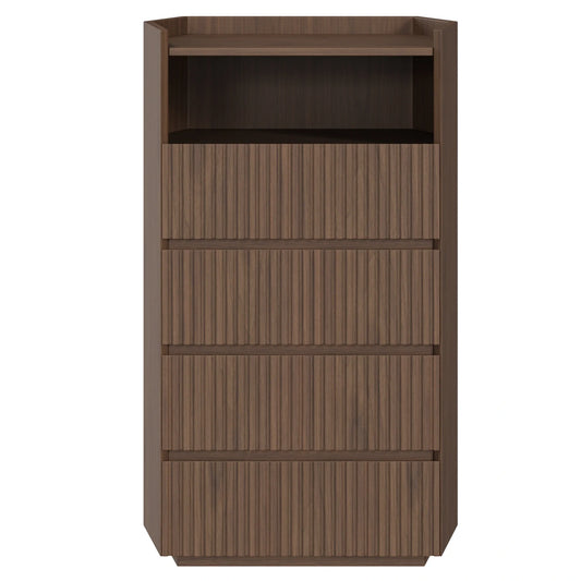 Fluted Dresser in Coral Oak with 4 Drawers
