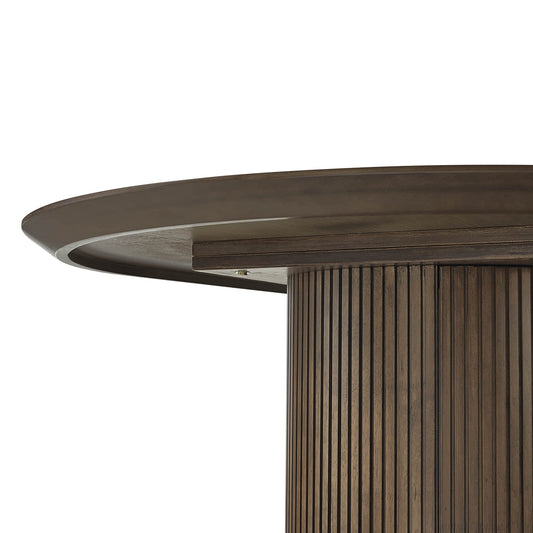 Fluted Oval Wood Dining Table in Coral Finish