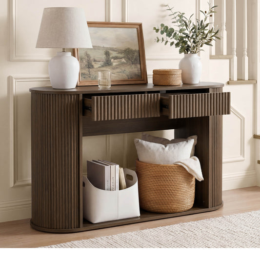 Fluted Wood Console Table in 47-Inch Length