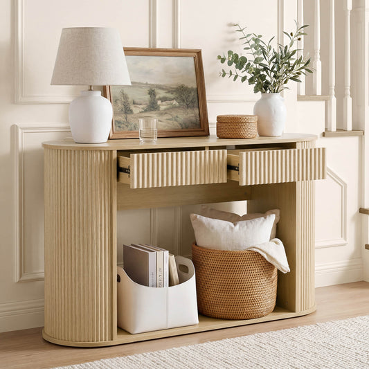 Fluted Wood Console Table in 47-Inch Length