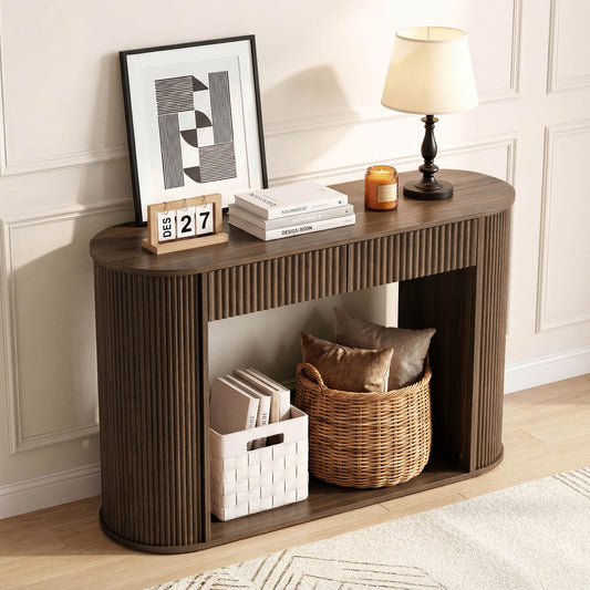 Fluted Wood Console Table in 47-Inch Length