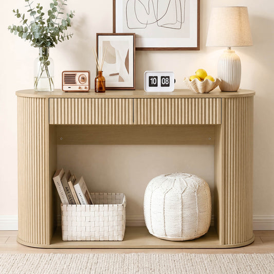 Fluted Wood Console Table in 47-Inch Length
