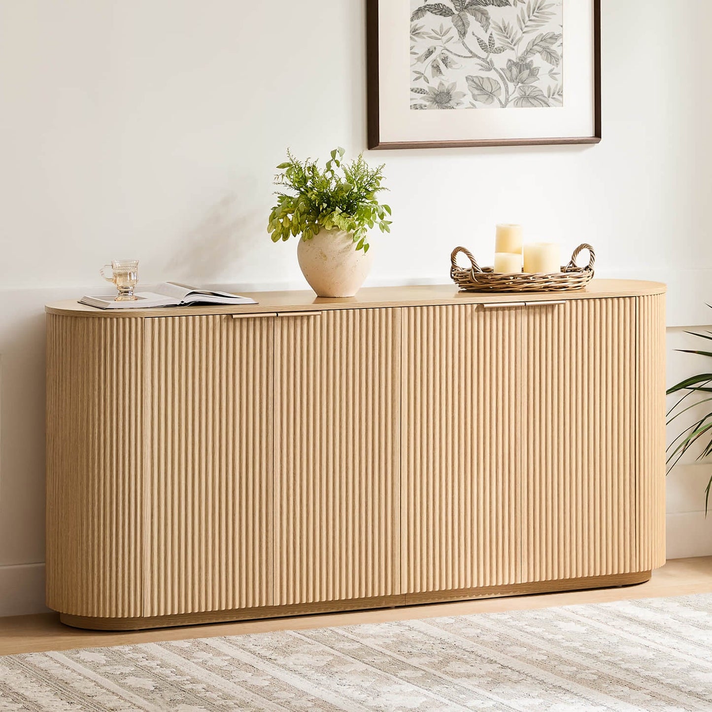 Fluted Wood Sideboard with 70-Inch Length