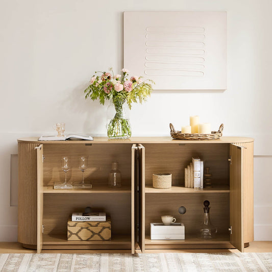 Fluted Wood Sideboard with 70-Inch Length