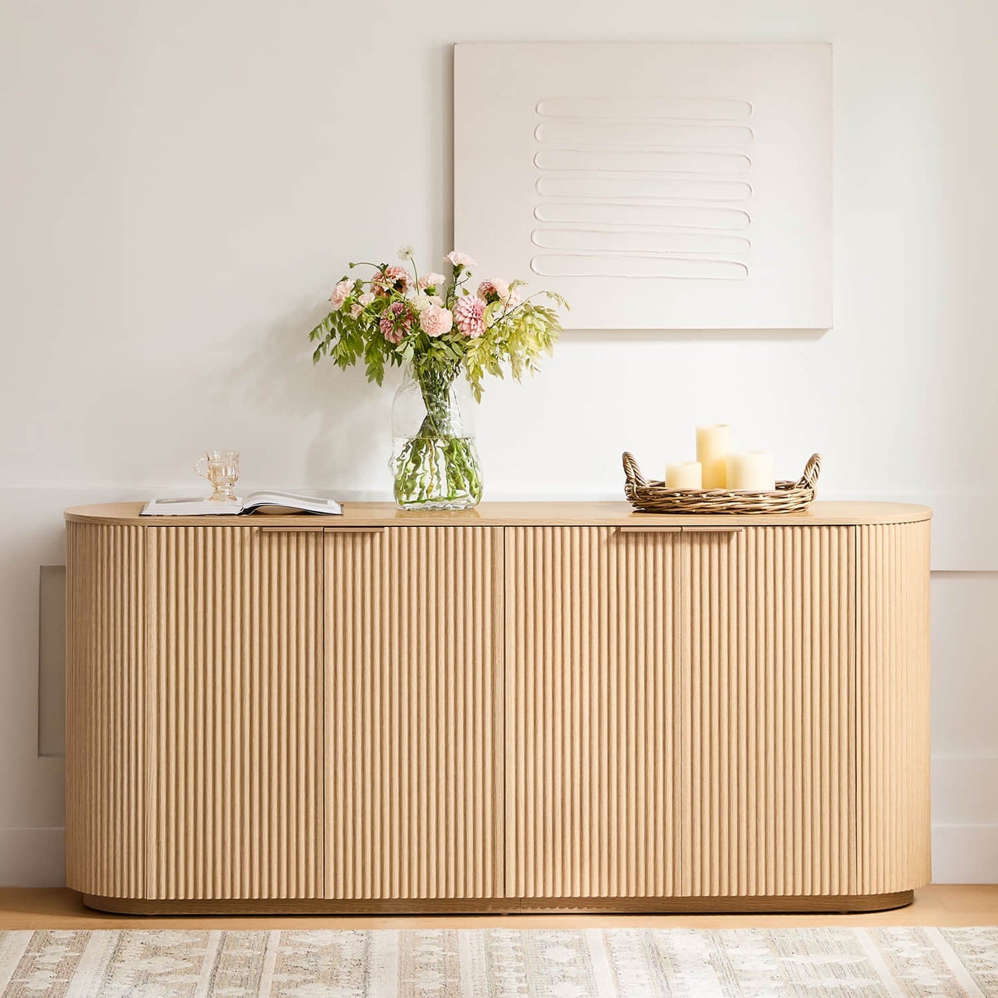 Fluted Wood Sideboard with 70-Inch Length