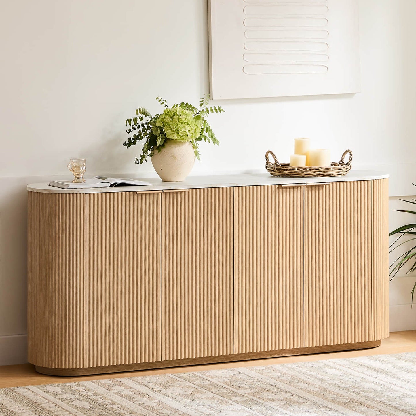 Fluted Wood Sideboard with 70-Inch Length