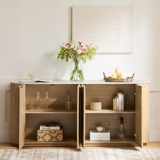 Fluted Wood Sideboard with 70-Inch Length