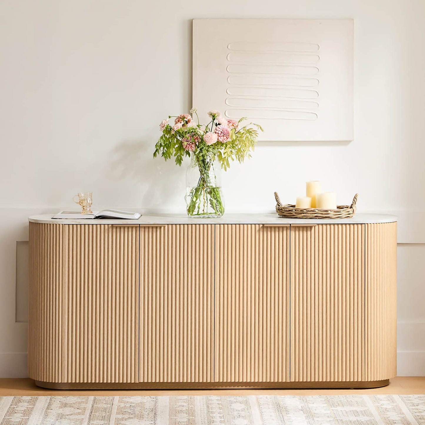 Fluted Wood Sideboard with 70-Inch Length