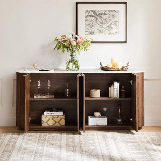 Fluted Wood Sideboard with 70-Inch Length