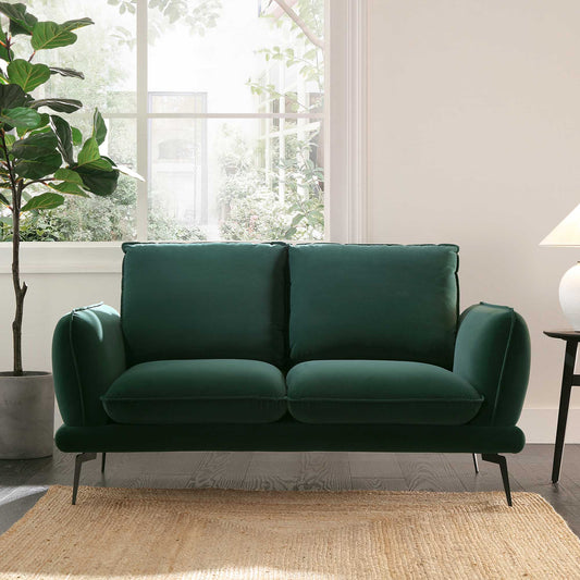 Forest Green Velvet 2-Seater Sofa with Elegant Design