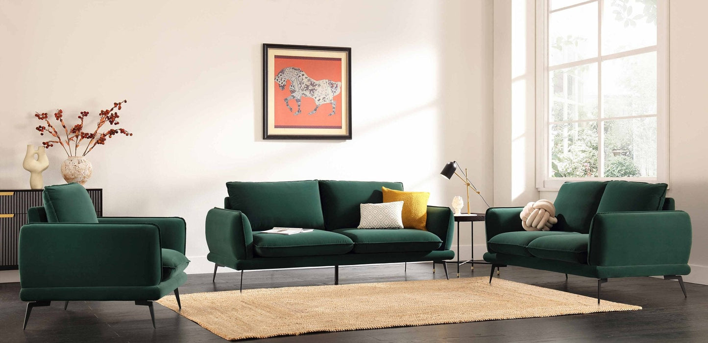 Forest Green Velvet 2-Seater Sofa with Elegant Design