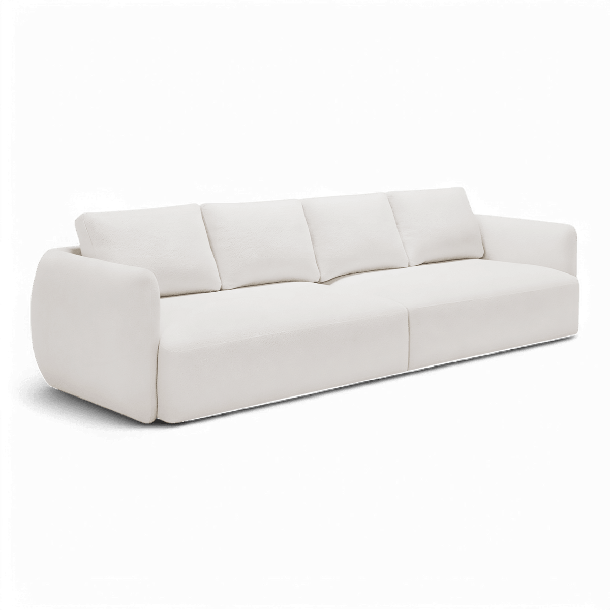 4 Seater Sofa in White Boucle with Curved Arms