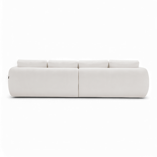 4 Seater Sofa in White Boucle with Curved Arms