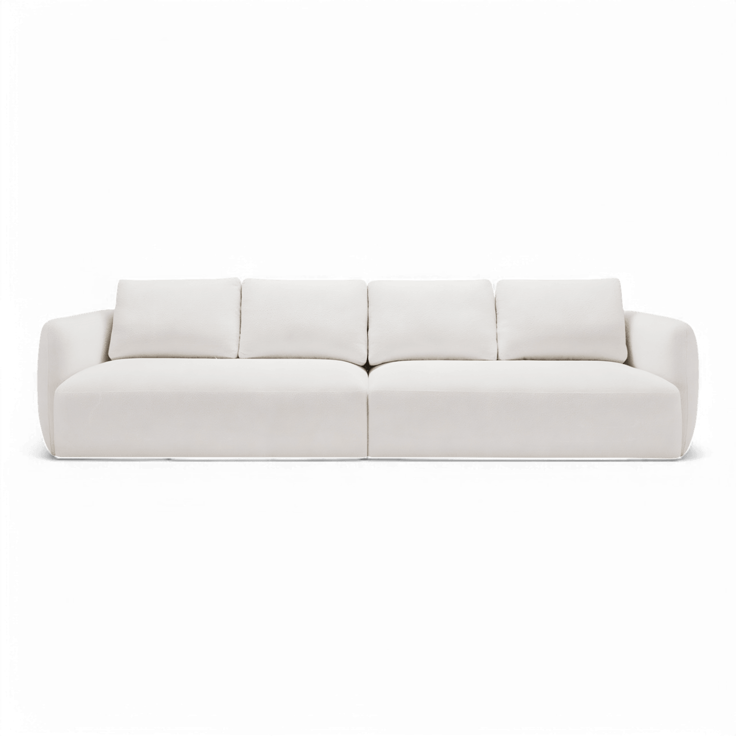 4 Seater Sofa in White Boucle with Curved Arms