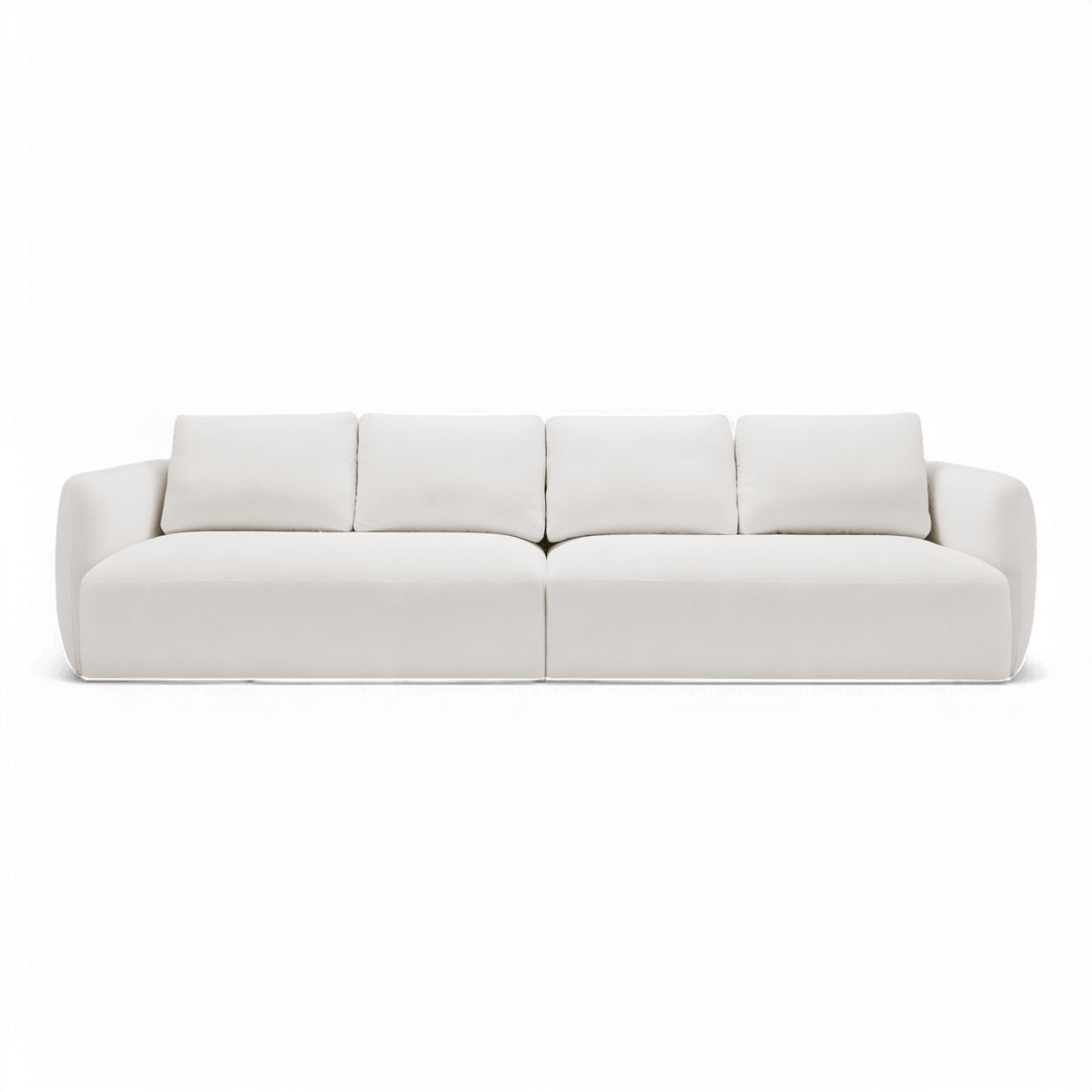 4 Seater Sofa in White Boucle with Curved Arms