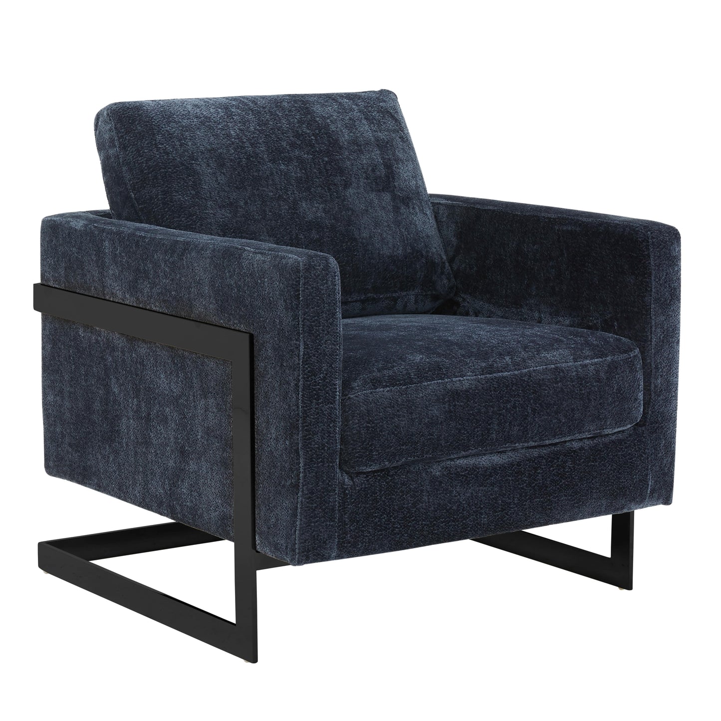 Geometric Accent Chair in Boucle with Black Steel Base