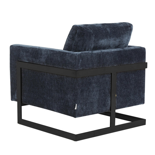 Geometric Accent Chair in Boucle with Black Steel Base