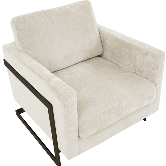 Geometric Accent Chair in Boucle with Black Steel Base