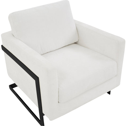 Geometric Accent Chair in Boucle with Black Steel Base